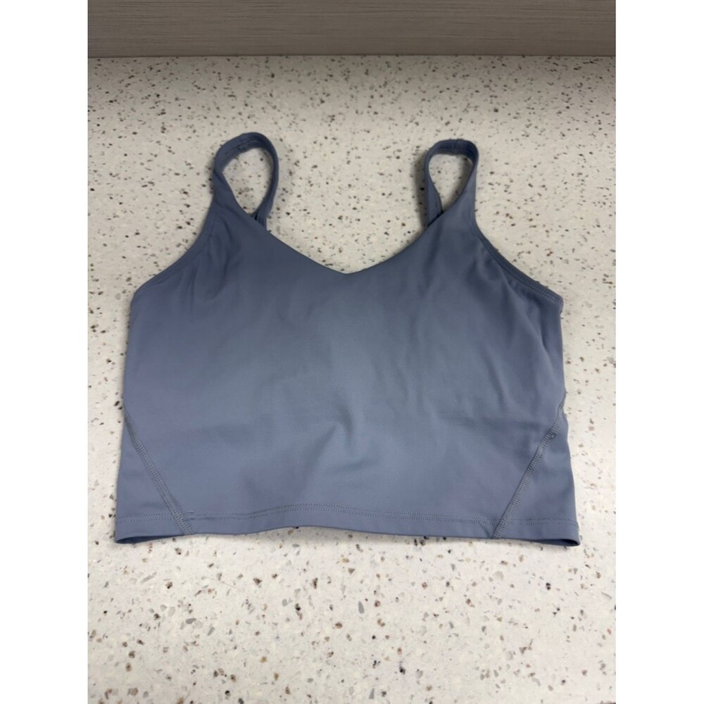 medium sports bra fitted Scoop pastel Dusty Blue build in bra yoga slimming A14